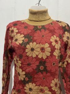 Vintage Floral Turtleneck Sweater