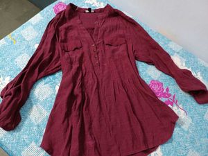 Maroon Textured Tunic Top