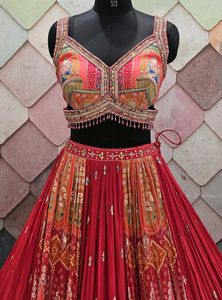 Red Embroidered Lehenga Choli Set