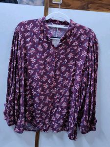 DEFOUR - Floral Print Button-Up Blouse