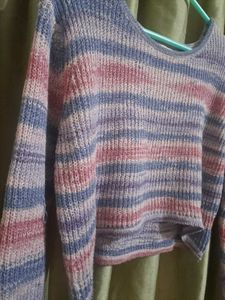 Striped Cropped Sweater (handmade)