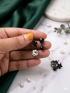 Elegant Crystal Flower Drop Earrings