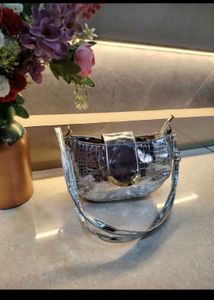 Sparkling Silver Croc Embossed Hobo Bag