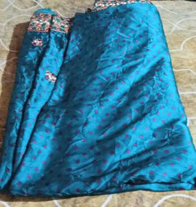 Teal Embroidered Dress Material