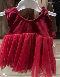 Beautiful Red Tulle Dress with Flowers