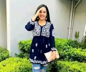 Navy Blue Embroidery Chikankari Kurta...🧚🏻‍♀️🧚