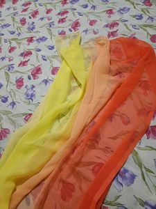 Elegant Ombre Yellow to Orange Saree