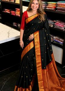 Elegant Black & Gold Banarasi Silk Saree