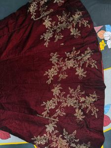 Elegant Maroon Embroidered Gown