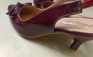 Burgundy Patent Bow Slingback Heels