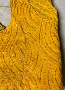 beautiful Yellow Thread &amp; Sequins Blouse