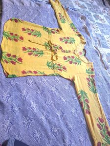 Yellow Floral Print Kurta