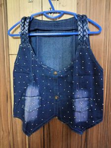 Stylish Denim Vest with Studs