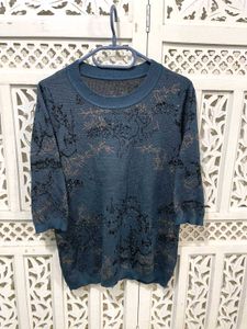💝Stylish Blue Knit Top with Sequin Detail I