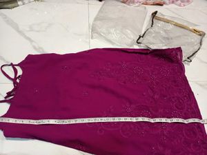 Wine Sequin Palazzo Suit Set 3pc S