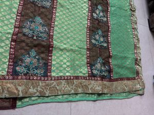 Beautiful Green Embroidered Saree with Blouse