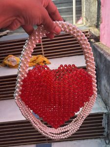 Heart Beaded Clutch Bag