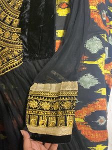 Unstitched Elegant Black &amp; Gold Embellished Gown