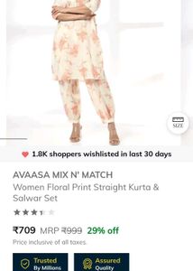 NEW AVAASA  Floral Kurta Set