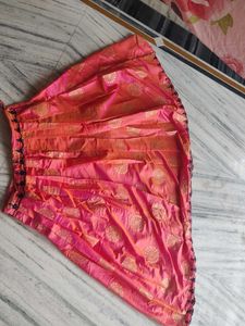 Bright Pink Pleated Ethnic Skirt