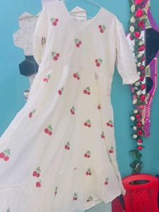 Cute Cherry Print Midi Dress