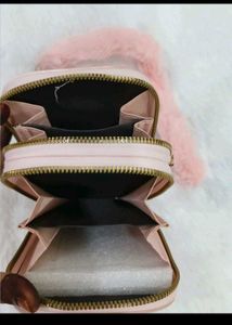 Pink Marble bag with Fur Accent