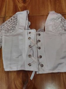 White Lace Sleeve Blouse