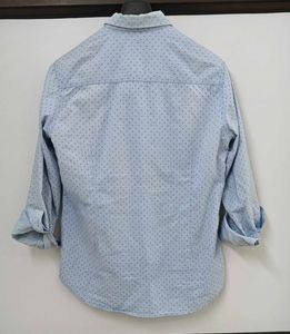 Classic Light Blue Dotted Button-Down Shirt