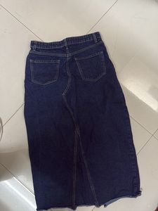 slit midi denim skirt