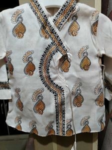 White Kurta with Paisley Print