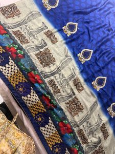 Exquisite Blue Polka Dot Saree