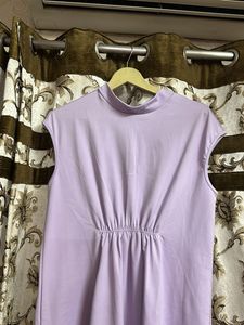 Lavender Mock Neck Midi Dress