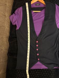 Goth Vest Over Purple Tee