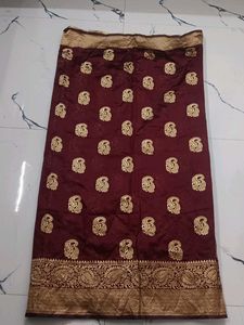 Elegant Maroon & Gold Brocade Fabric