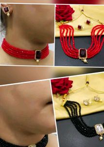 Elegant Beaded Choker Necklace Set