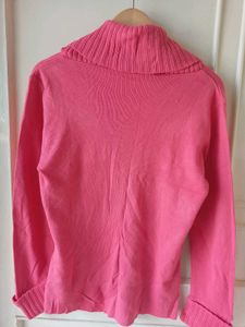 Pink Cowl Neck Knit Sweater