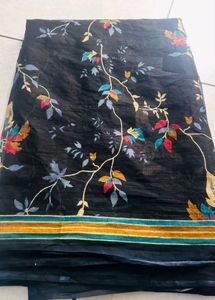 Elegant Black Floral Saree