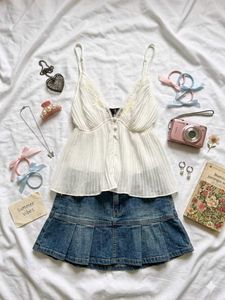 Sheer White Lace Trim Camisole Top