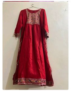Brand New Stitched Red Colour Suit With Embroidery