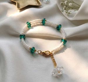 y2k Elegant Beaded Bracelet with Green Accents