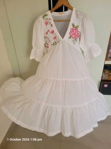 White Embroidered Tiered Maxi Dress