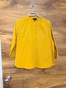 Yellow Mandarin Collar Tunic Top