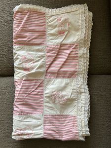 Pink &amp; White Baby Hand-embroidered blanket