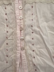 lace pale pink sequinned shirt