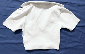 Cream Ribbed Cropped Collared Top