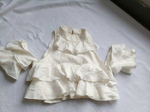 Cream Ruffle Halter Top