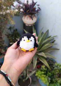 Crocheted Penguin Keychain