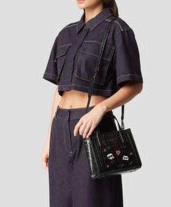 Karl Lagerfeld Black Croc Tote Bag