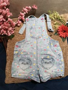 Polka Dot Denim Overalls