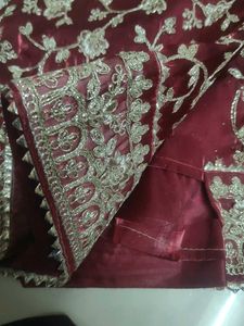 Maroon &amp; Silver Dress Material